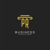 PR initial logo with simple pillar style design vector