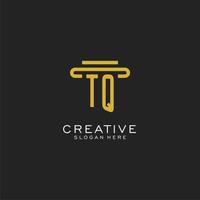 TQ initial logo with simple pillar style design vector