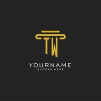 TW initial logo with simple pillar style design vector