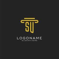 SU initial logo with simple pillar style design vector