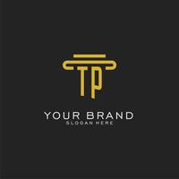 TP initial logo with simple pillar style design vector