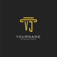 VJ initial logo with simple pillar style design vector