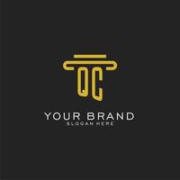 QC initial logo with simple pillar style design vector