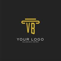 VB initial logo with simple pillar style design vector