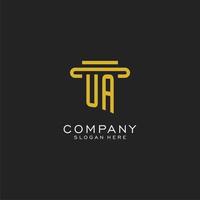 UA initial logo with simple pillar style design vector