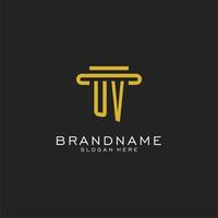 UV initial logo with simple pillar style design vector