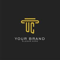 UC initial logo with simple pillar style design vector