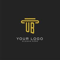 logotipo inicial de ub con diseño de estilo de pilar simple vector