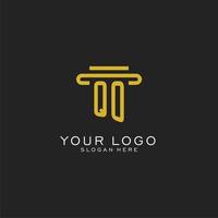 QO initial logo with simple pillar style design vector