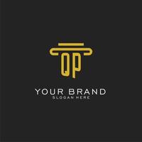 QP initial logo with simple pillar style design vector