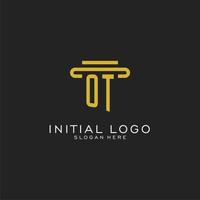 OT initial logo with simple pillar style design vector