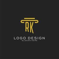 RK initial logo with simple pillar style design vector