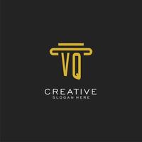 VQ initial logo with simple pillar style design vector