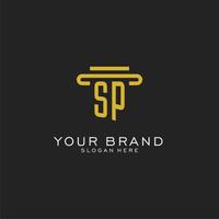 SP initial logo with simple pillar style design vector