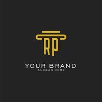 RP initial logo with simple pillar style design vector