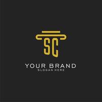 SC initial logo with simple pillar style design vector