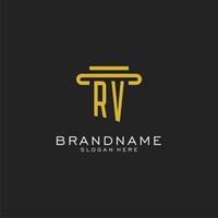 RV initial logo with simple pillar style design vector