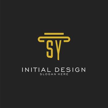 SY initial logo with simple pillar style design vector