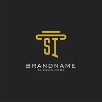 SI initial logo with simple pillar style design vector