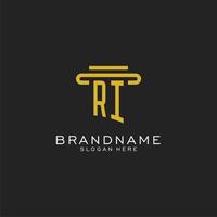 RI initial logo with simple pillar style design vector