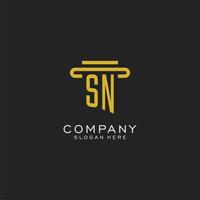 SN initial logo with simple pillar style design vector