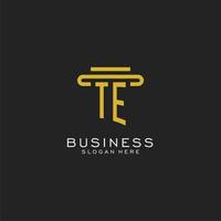 TE initial logo with simple pillar style design vector