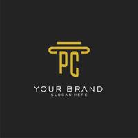 PC initial logo with simple pillar style design vector