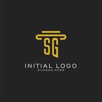 SG initial logo with simple pillar style design vector