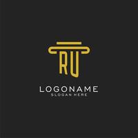 ru logotipo inicial con diseño de estilo de pilar simple vector