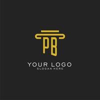 PB initial logo with simple pillar style design vector