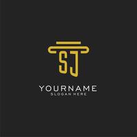 SJ initial logo with simple pillar style design vector