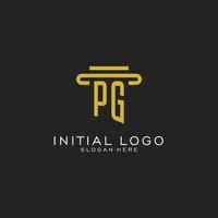 logotipo inicial pg con diseño de estilo de pilar simple vector