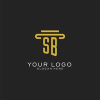 logotipo inicial de sb con diseño de estilo de pilar simple vector