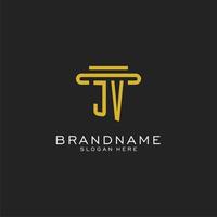 JV initial logo with simple pillar style design vector