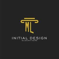 ML initial logo with simple pillar style design vector