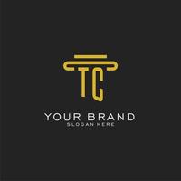 TC initial logo with simple pillar style design vector