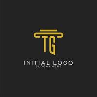 TG initial logo with simple pillar style design vector