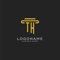 TH initial logo with simple pillar style design vector