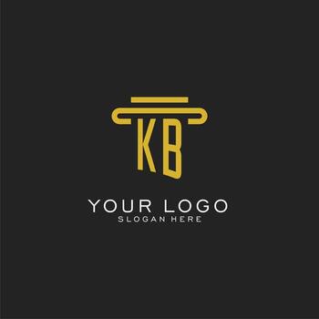KB initial logo with simple pillar style design vector