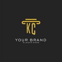 KC initial logo with simple pillar style design vector