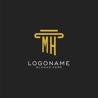 MH initial logo with simple pillar style design vector