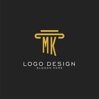 logotipo inicial de mk con diseño de estilo de pilar simple vector