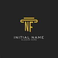 NF initial logo with simple pillar style design vector