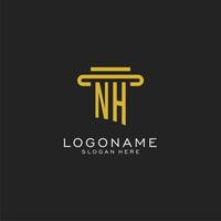 NH initial logo with simple pillar style design vector