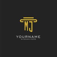 MJ initial logo with simple pillar style design vector