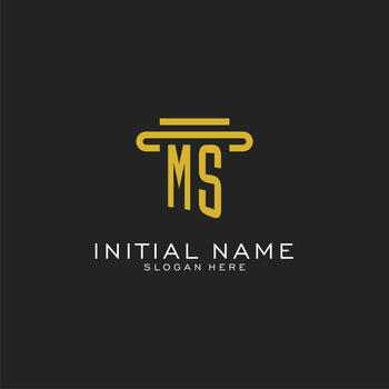 MS initial logo with simple pillar style design vector