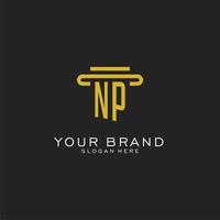 NP initial logo with simple pillar style design vector