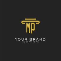 MP initial logo with simple pillar style design vector
