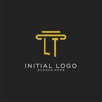 LT initial logo with simple pillar style design vector