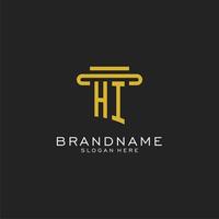 HI initial logo with simple pillar style design vector